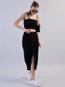 Freehand by The Indian Garage Co Shoulder Straps Crop Top With Skirt