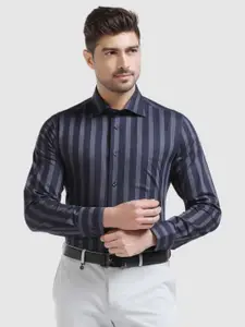 Blackberrys India Slim Striped Cotton Spread Collar Slim Fit Opaque Formal Shirt