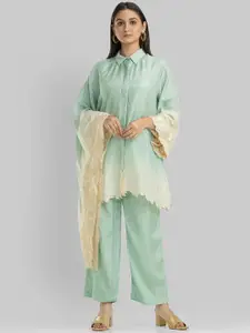 SACRED SUTA Embroidered Shirt Collar Top & Trousers