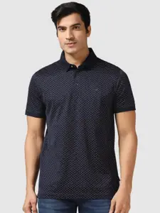 Blackberrys Geometric Printed Polo Collar Slim Fit Cotton T-shirt