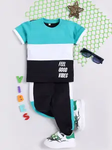 carrydreams Boys Colourblocked Pure Cotton T-shirt with Joggers