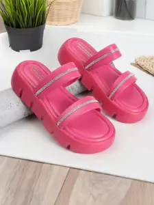 madam glorious Textured Open Toe Flatform Heels