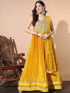 Chhabra 555 Embellished Mirror Work Ethnic Dress With Dupatta