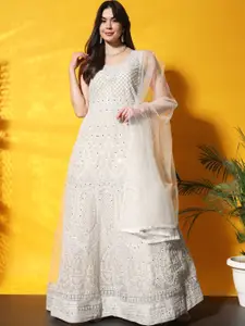 Chhabra 555 Embroidered Flared Ethnic Maxi Gown Dresses With Dupatta