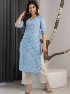 Nayo Geometric Printed Straight Cotton Kurta