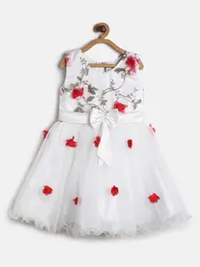 TALES & STORIES Girls Floral Printed Round Neck Sleeveless Fit & Flare Dress