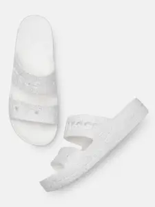 Crocs Women Glitter Open Toe Platform Flats