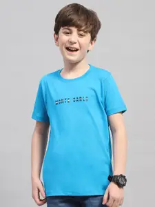 Monte Carlo Boys Round Neck Short Sleeves Typography Printed Pure Cotton T-shirt