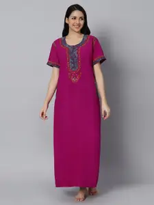 QUIRA Floral Embroidered Maxi Nightdress