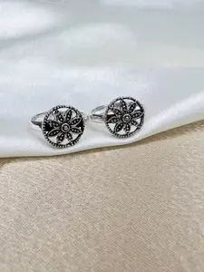 Arte Jewels Set of 2 Oxidised 925 Sterling Silver Toe Ring Pair