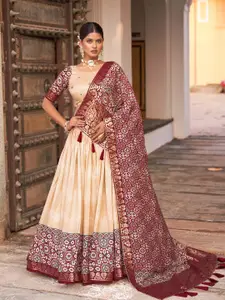LOOKNBOOK ART Printed Semi-Stitched Lehenga & Unstitched Blouse With Dupatta