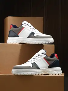 The Roadster Lifestyle Co. Men White Colourblocked Memory Foam Lace-Ups Running Shoes