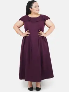Indietoga Women's Plus Size Purple Solid Fit And Flare Long Maxi Dress