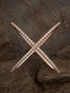 Kushal's Fashion Jewellery Rose Gold-Plated CZ Studded Finger Ring