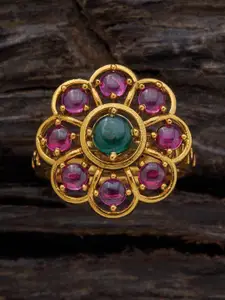 Kushal's Fashion Jewellery Gold Plated Stone Studded  Finger Ring