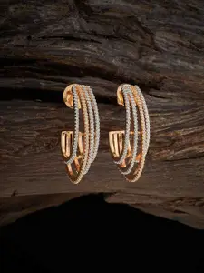 Kushal's Fashion Jewellery Rhodium Plated Cubic Zirconia Half Hoop Earrings
