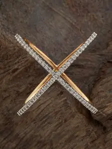 Kushal's Fashion Jewellery Rhodium-Plated CZ-Studded Finger Ring