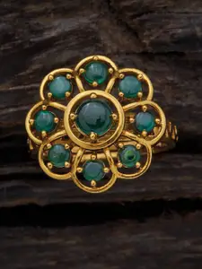 Kushal's Fashion Jewellery Gold-Plated Stone-Studded Adjustable Finger Ring