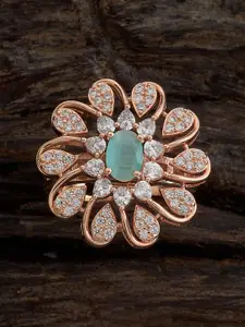 Kushal's Fashion Jewellery Rose Gold-Plated CZ-Studded Adjustable Finger Ring