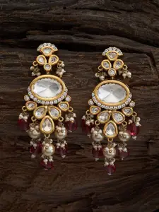 Kushal's Fashion Jewellery Classic Kundan Studded Ethnic Drop Earrings
