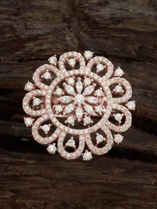 Kushal's Fashion Jewellery Rose Gold Plated CZ Stone Studded  Finger Ring