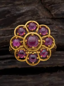 Kushal's Fashion Jewellery Gold-Plated Stones-Studded Antique Ring
