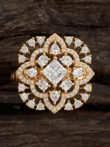 Kushal's Fashion Jewellery Gold Plated CZ Stone Studded Finger Ring