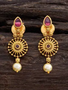 Kushal's Fashion Jewellery Gold-Plated Classic Antique Drop Earrings