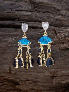 Kushal's Fashion Jewellery Gold-Plated Cubic Zirconia Geometric Drop Earrings