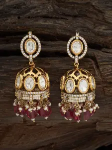 Kushal's Fashion Jewellery Gold-Plated Kundan Dome Shaped Jhumkas