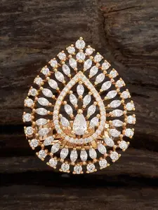 Kushal's Fashion Jewellery Gold-Plated CZ-Studded Adjustable Finger Ring