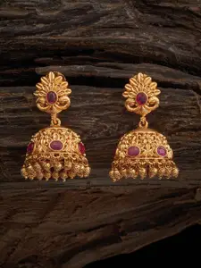 Kushal's Fashion Jewellery  Gold-Plated Dome Shaped Jhumkas