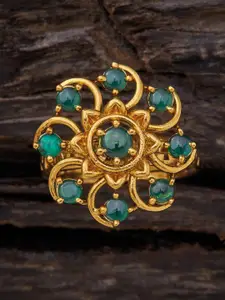 Kushal's Fashion Jewellery Gold-Plated Stone-Studded Finger Ring
