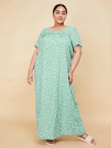 max Plus Size Floral Printed Square Neck Maxi Nightdress