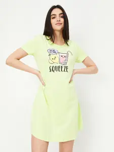 max Typography Printed Pure Cotton T-shirt Nightdress