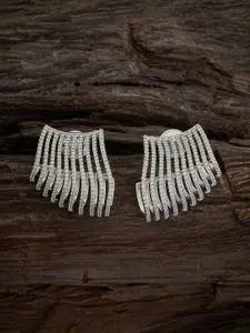 Kushal's Fashion Jewellery Rhodium-Plated Circular Studs Earrings