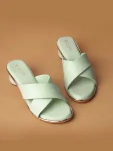 Ozuri Cross Strap Open Toe Block Heels