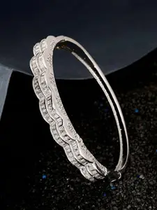 ATIBELLE Silver-Plated Cubic Zirconia Kada Bracelet