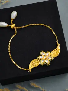 ATIBELLE Gold-Plated Kundan Charm Bracelet