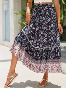 StyleCast Printed Flared Maxi Skirt