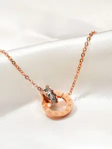 MEENAZ Rose Gold-Plated Circular Pendants with Chains