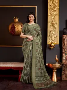 Rekha Maniyar Ethnic Motifs Printed Zari Pure Silk Saree