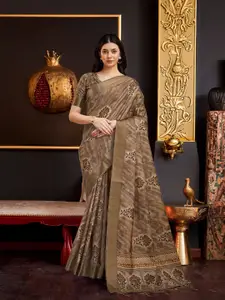 Rekha Maniyar Ethnic Motifs Printed Zari Pure Silk Saree