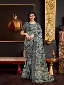 Rekha Maniyar Floral Printed Zari Pure Silk Saree