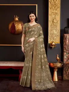 Rekha Maniyar Floral Printed Zari Pure Silk Saree