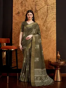 Rekha Maniyar Floral Printed Zari Pure Silk Saree