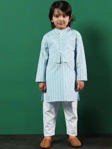 Readiprint Boys Striped Regular Gotta Patti Pure Cotton Kurta with Pyjamas