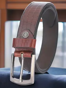 The Roadster Lifestyle Co. Men Brown Textured Leather Formal Belts
