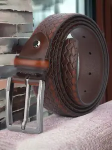 The Roadster Lifestyle Co. Men Formal Checked Leather Belt