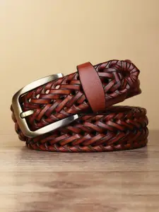 The Roadster Lifestyle Co. Men Casual Braided Leather Belt